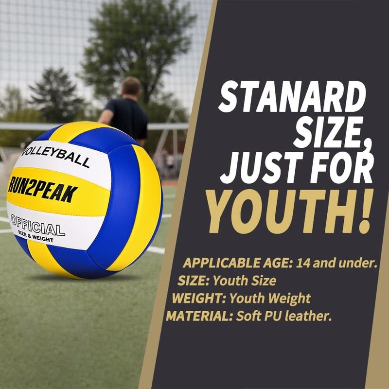 RUN2PEAK Soft Volleyball Ball Official Size 5 Volleyballs for Indoor Outdoor Beach Pool Game Play for Youth Teen Team Beginners Professional PU Leather Training Practice Volley Balls - Image 4